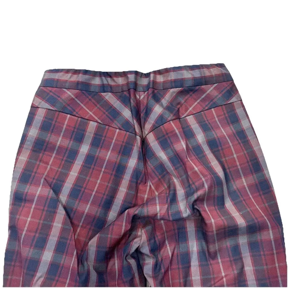 Rag & Bone Simone Pants Womens Size 0 Red Blue Plaid High Rise Dark Academia